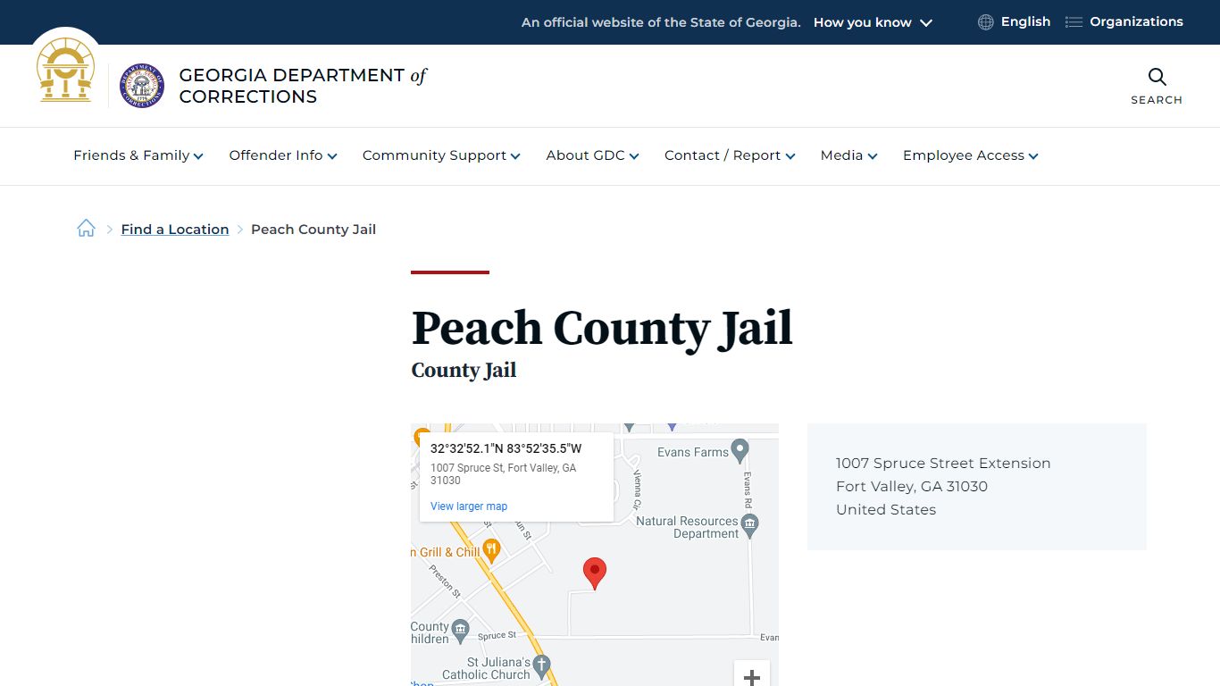 Peach County Jail | Georgia Department of Corrections